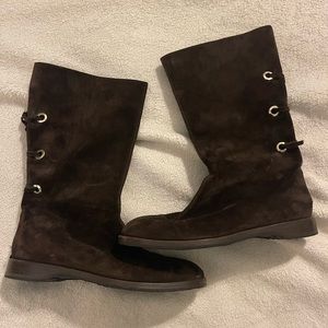 Women’s Jimmy Choo Chocolate Brown Suede Boots w/Fur Lining Size 37